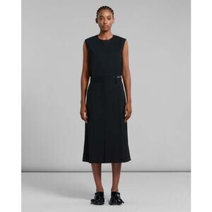 MARNI TROPICAL WOOL MIDI A LINE CLASSIC TAILORED  SKIRT - BLACK size 44 /  US 8